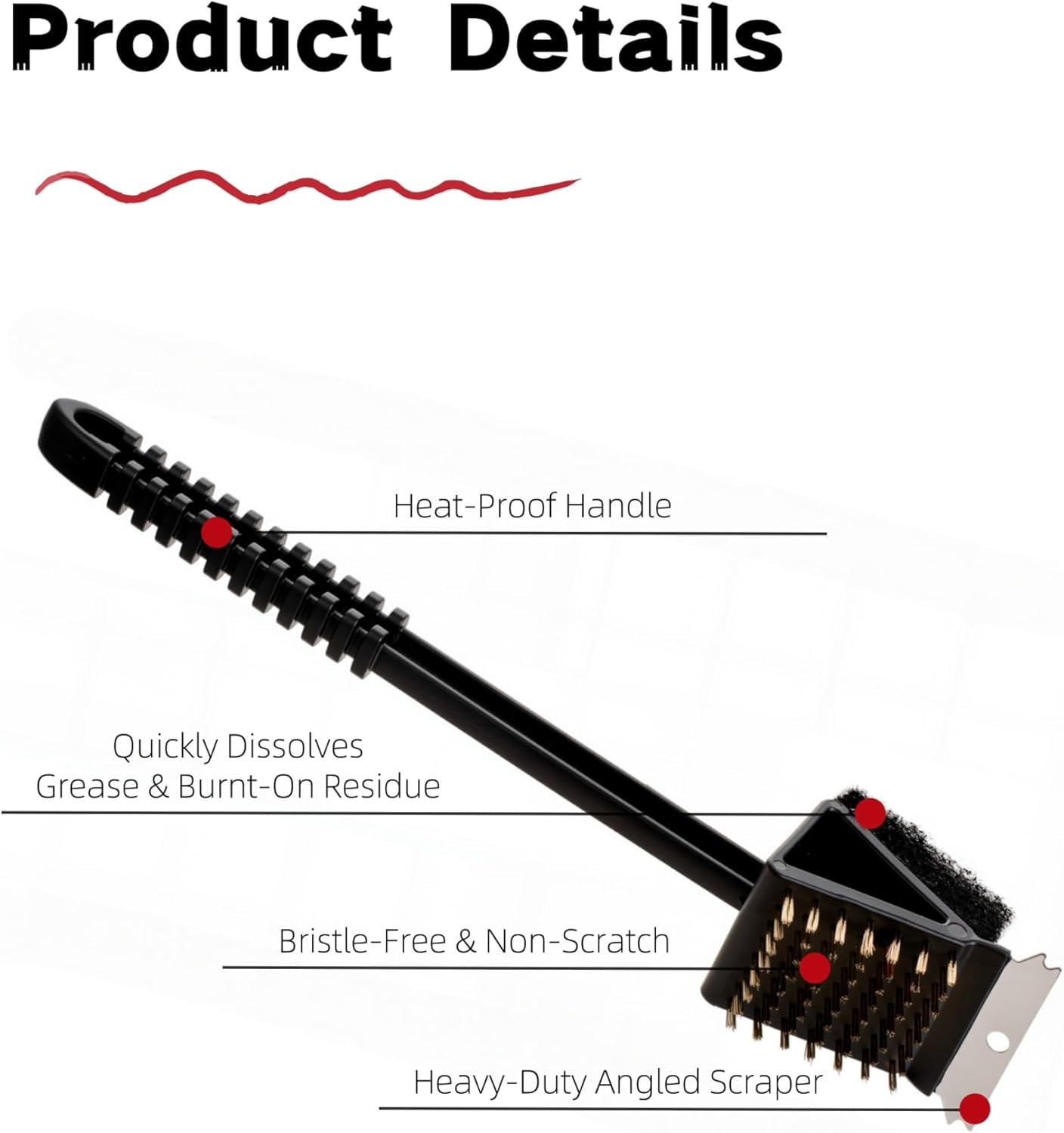 ABPETE Grill Brush for Outdoor Grill, 3 in 1 Grill Cleaning Brush and Scraper BBQ Brush Safe BBQ Cleaning Tools(2 Pack)