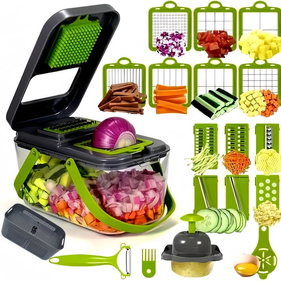 Slicer for Kitchen - Vegetable Chopper, Onion Potato Food Veggie Fruit Slicer and Cutter with Container, Kitchen Gadgets & Gifts, Home Essentials