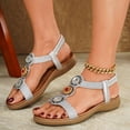 thumbnail image 3 of Rokment Women's Boho Orthopedic Dress Sandals Beach Summer Ethnic Comfortable Rhinestones Glitter Arch Support Open Toe Elastic Ankle Strap Walking Dressy Sandals Silver Size 6.5, 3 of 5