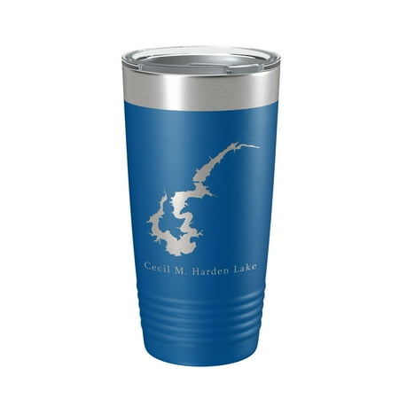 

Cecil M. Harden Lake Map Tumbler Travel Mug Insulated Laser Engraved Coffee Cup Indiana 20 oz Royal Blue