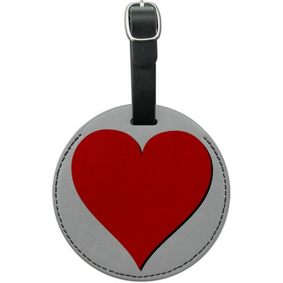 Heart Round Leather Luggage ID Tag Suitcase Carry-On