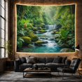 thumbnail image 5 of Tropical Rainforest Waterfall in a Lush Jungle Scene, Serene Illustration for Nature Enthusiasts, Botanical Wall Art, Housewarming Gift Tapestry Wall Hanging for Bedroom and Living Room, 5 of 6