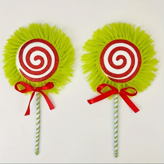 2pcs Plush Christmas Tree Candy Hanging Decorations, Large Red Lollipop Green Plush Ornaments, Christmas Decoration Gifts Suitable for New Year Holiday Party Decorations
