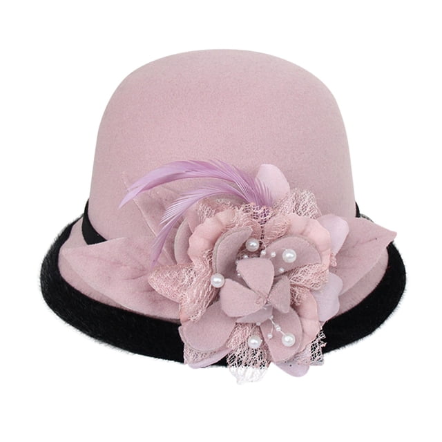 Chapeau Melon Petit pour Femme, Automne et Hiver, Fleurs, Rond, Décontracté, Style Bassin de Pêcheur
