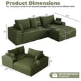 thumbnail image 2 of Wiilayok 113" L-Shape Cloud Sectional Couch with Oversized Chaise,Corduroy Fabric Modern Modular Sofa with Cup Holder, Comfy Boneless Upholstered Couches for Living Room Bedroom,Olive Green, 2 of 7