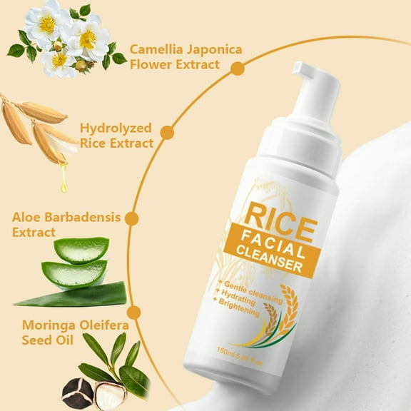 HYLLai Rice Water Cleansing Foam – Gentle pH-Balanced Face Wash for Brightening & Moisturizing, Korean-Inspired Skincare, 150ml