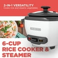 BLACK+DECKER 6Cup Rice Cooker with Steaming Basket, White, RC506