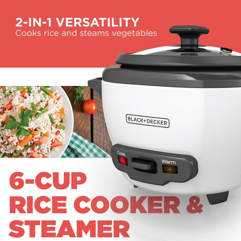 BLACK+DECKER 3-Cup Electric Rice Cooker with Keep-Warm Function
