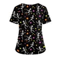 thumbnail image 5 of IYYVV Halloween Scrubs for Women Cute V Neck Pumpkin Print Nursing Working Uniform with Pockets Holiday Stretchy Tee Shirts Black 2XL, 5 of 5