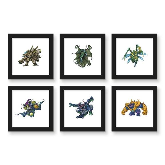 Gallery Pops Marvel Avengers Mech Strike: Monster Hunters - Villains Wall Art Bundle (6-Pack), Black Framed Version, 12" x 12"