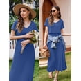 thumbnail image 4 of Vestido de maternidad y lactancia Ekouaer de verano de manga corta azul oscuro, 4 of 6