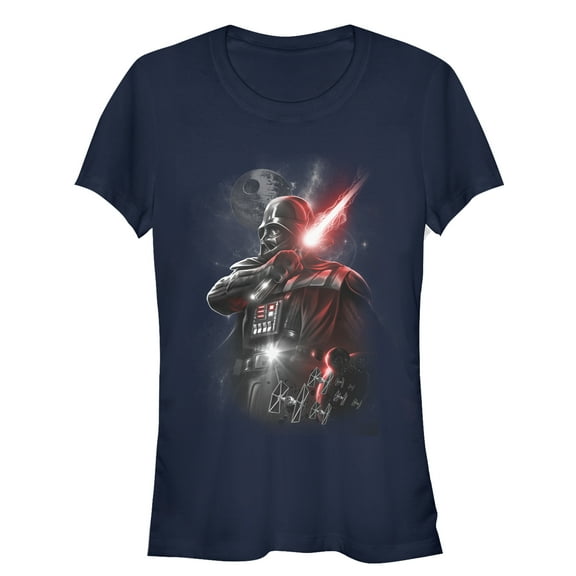 Junior's Star Wars Epic Darth Vader  Graphic Tee Navy Blue Medium