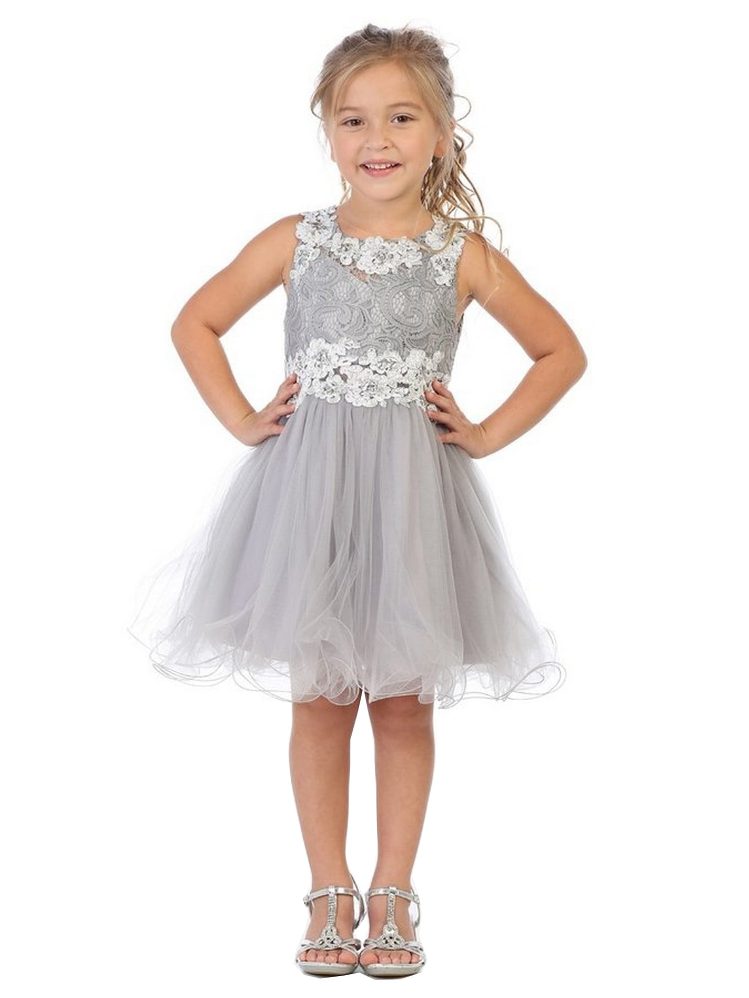 silver girls dress