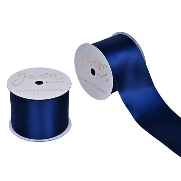 Gwen Studios 2 1/4" Satin Ribbon in Navy, 4 Yards