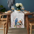 thumbnail image 2 of Birds Floral Table Runner - 70 Inch Long, Kitchen Dining Table Runner Dresser Scarves, Farmhouse Country Pink Flower Leaf Wood Grain Farmhouse Decor for Coffee Tables Wedding Party Banquet, 2 of 8