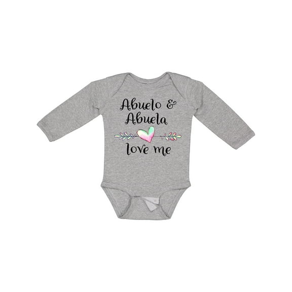 Inktastic Abuelo and Abuela Love Me Heart Grandchild Boys or Girls Long Sleeve Baby Bodysuit