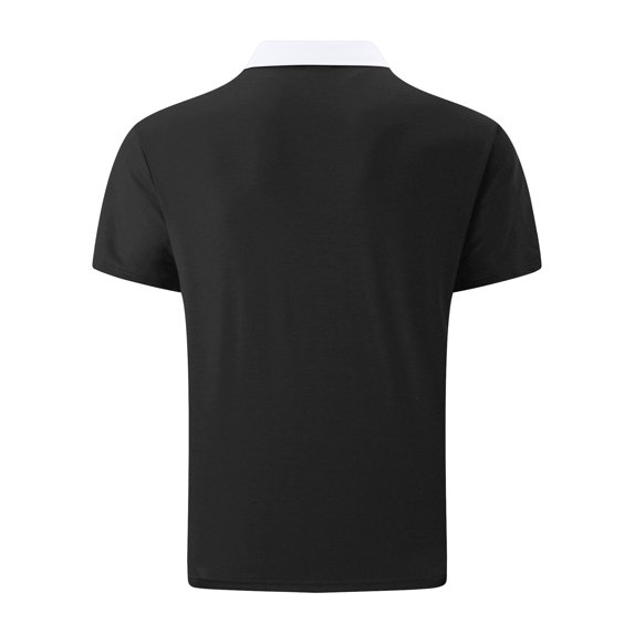 Zylarhe Men's Polo Shirts, Men's Leisure Fashion Design Lapel Button Pocket Short Sleeve Tops T Shirt Packs Black S