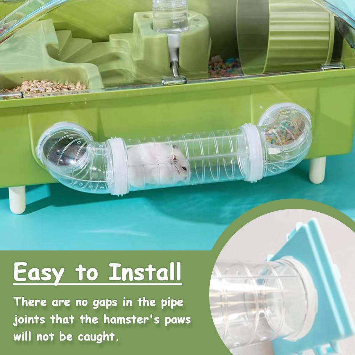 2 Hamster Tubes Kits, FHDUSRYO DIY Hamster Tunnel Adventure External Pipe, Transparent Connection Track Rat Toy Hamster Cage Accessories for Hamster Mouse Small Animals Sports Expand Space (White)