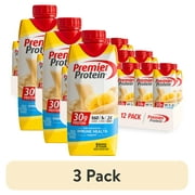 (3 pack) Premier Protein Shake, Bananas & Cream, 30g Protein, 11 fl oz, 12 Ct