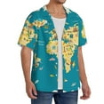 thumbnail image 4 of Haiem World Map With Landmarks Men's Casual Shirts Short Sleeve Button Down Shirts Fashion Textured Summer Beach Shirt-Medium, 4 of 7