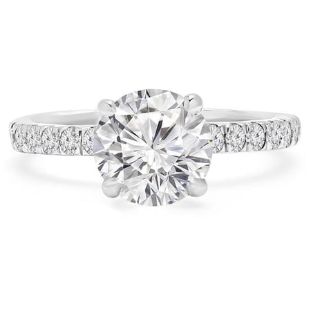 Majesty Diamonds MD210012-5 2.1 CTW Round Diamond Solitaire Engagement Ring with Accents in 14K White Gold - Size 5