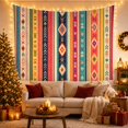thumbnail image 3 of Geometric Diamonds and Stripes Against a White Background, Energetic Boho for Kids and Teens, Tribal Wall Art Decor, Housewarming Gift Tapestry Wall Hanging for Bedroom and Dorm, 3 of 7