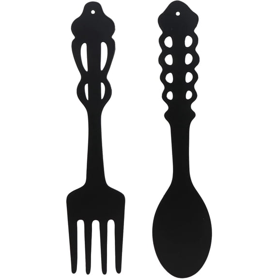 2pcs Metal Fork Spoon Wall Decor Black Sign Kitchen Hanging Sculpture Farmhouse Decor For Home Kitchen Room Decor Metal Wall Art Decor For Living Room
