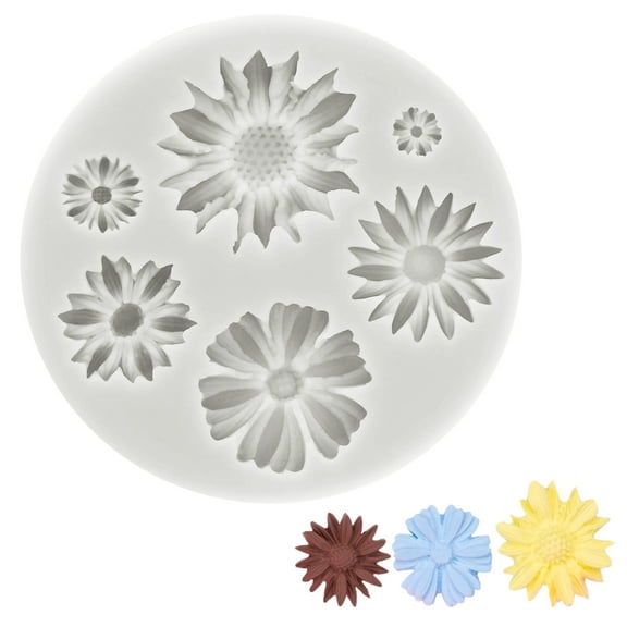 Uxcell Sunflower Clay Molds, 1 Pcs Silicone Miniature Clay Molds, Gray