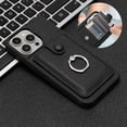 thumbnail image 3 of Leathercards slot phone case for iPhone 16 pro max 15 plus 14 13 12/12pro metal ring holder cover, 3 of 9