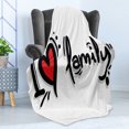 thumbnail image 4 of Family Soft Flannel Fleece Throw Blanket, I Heart Family Writing Pictogram Style Artwork with Dots Happiness, Cozy Plush for Indoor and Outdoor Use, 60" x 80", Black Red White, by Ambesonne, 4 of 5