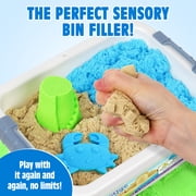 Billeeit 4.4 lbs Play Sand with Storage Sandbox, 4-Pack(2 Yellow, 1 Blue, 1 Green) Sensory Bin Refill Sand for Shaping, Molding, Self-Sticking Sand Sensory Toy for Kids 3+
