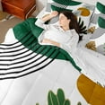 thumbnail image 4 of Manfei Tropical Monstera Leaf 7-Piece Twin Bedding Sets,Modern Geometric Aesthetic Bedding Comforter Set,Black Stripes Lines Sheet Sets For Men Women,Microfiber Bedroom Decor Reversible, 4 of 8