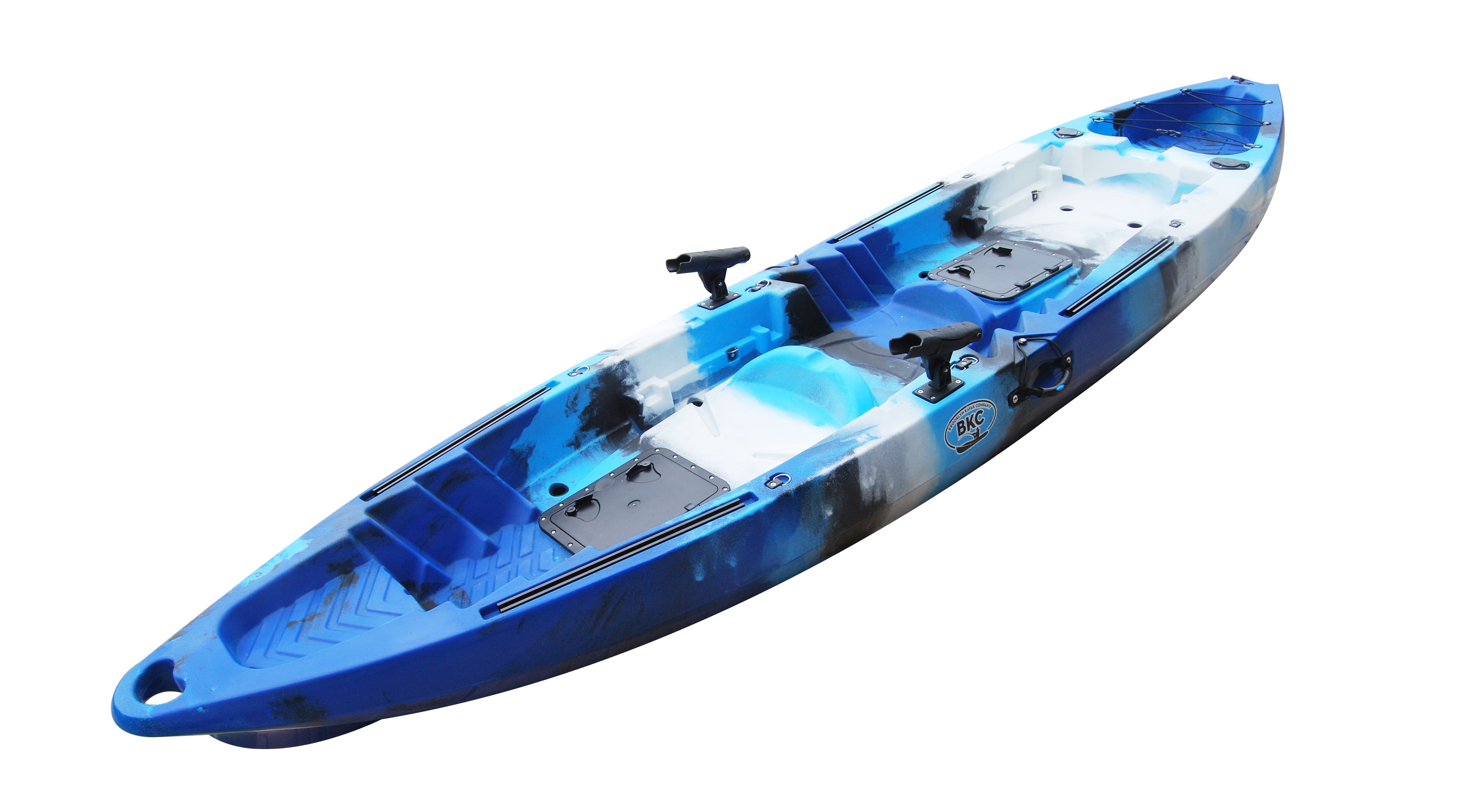 BKC UH-TK122 Coastal Cruiser 12.9-Foot Tandem 2-3 Person Sit On Top Fishing  Kayak- Up-Right Seats and Paddles Included 