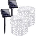 thumbnail image 1 of White 2-Pack 66FT 200 LED Solar String Lights Outdoor, Solar Powered Waterproof Solar Fairy Lights with 8 Modes, Solar Twinkle Lights for Tree Patio Wedding Easter Garden Party Decorations(Cool White), 1 of 12