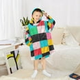 thumbnail image 6 of FORMRS Wearable Blanket Hoodie with Sleeves for Kids Cozy Flannel Sweatshirt, Blue Checkered Pattern, 6 of 7