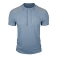 thumbnail image 1 of Mens Casual Manga Corta Botón Abajo Camisas Cuello Redondo Sólida Camisa de Parche para Al Aire Libre, Casual, Uso Diario, 1 of 7