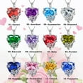 thumbnail image 6 of Juwaliy Women Heart Necklace October Birthstone Tourmaline Jewelry Pink 925 Sterling Silver Rose Flower Pendant Birthday Christmas Valentine's Day Gifts, 6 of 9