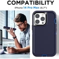 thumbnail image 2 of XUCP-for iPhone 14 Pro Max Case(6.7") with Glass Screen Protector,Heavy Duty Drop Protection Full Body Rugged Shockproof/Dust Proof 3-Layer Military Protective Tough Durable for iPhone 14 Pro Max, 2 of 4
