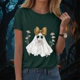 thumbnail image 2 of TOWED22 Halloween Shirts for Women Cute Ghost Graphic Tees Fall Crewneck Short Sleeve Costumes Autumn Party Graphic T-Shirt(Dark Green,3XL), 2 of 8
