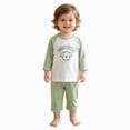 thumbnail image 3 of KPOPLK Fall Winter Girl Pajama Set 6M-15T Kids Pajamas Cute Toddler Snug fit Flower Pattern Pjs Cotton Sleepwear Ruffled Shirring Size 130,Green, 3 of 8