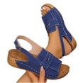 thumbnail image 5 of FRSASU Womens Platform Wedge Sandals Open Toe Buckle Ankle Strap Non Slip Lightweight Soft Casual Summer Sandals Dark Blue, 5 of 9