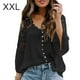 thumbnail image 1 of Sonducket Camisa de mujer con cuello en V Camisa de encaje Blusa en V Color sólido Botón de manga larga Top Prendas para la parte del cuerpo Negro XXL, 1 of 6