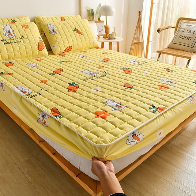 Nouvelle Arrivée Housse de Matelas Matelassée Anti-Acariens Douce Ponçage Simple Grand Tout Compris Housse de Lit Matelassée Non Incluse Taie d'Oreiller
