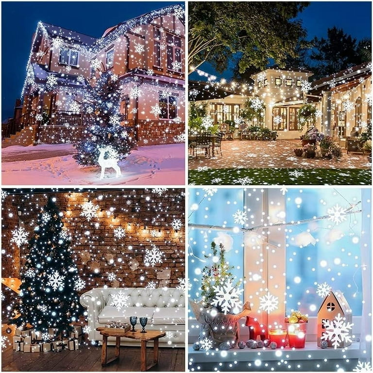 Snowfall Led Lights, Aolox Christmas Snowflake Rotating Projectors Lights  Remote Control Waterproof Outdoor Landscape Decorative Lighting For