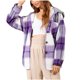 thumbnail image 2 of Chaquetas y abrigos casuales de manga larga con capucha para mujer, moda de invierno, con capucha, holgada, informal, de lana, a prueba de viento, a cuadros, con capucha y cordón ajustable, abrigo par, 2 of 5