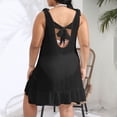 thumbnail image 5 of Uscallm Women Plus Size Summer Boho Mini Dresses Round Neck Sleeveless Ruffle Casual Flowy Party Vacation Beach Sundresses for Curvy Figure Outfits, Black XL, 5 of 5