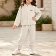 thumbnail image 5 of WAVSUF Girls Fall Fleece Sets 2 Piece, Long Sleeve Zipper Sweatshirts and Joggers Winter Warm Casual Outfits White 5, 5 of 7