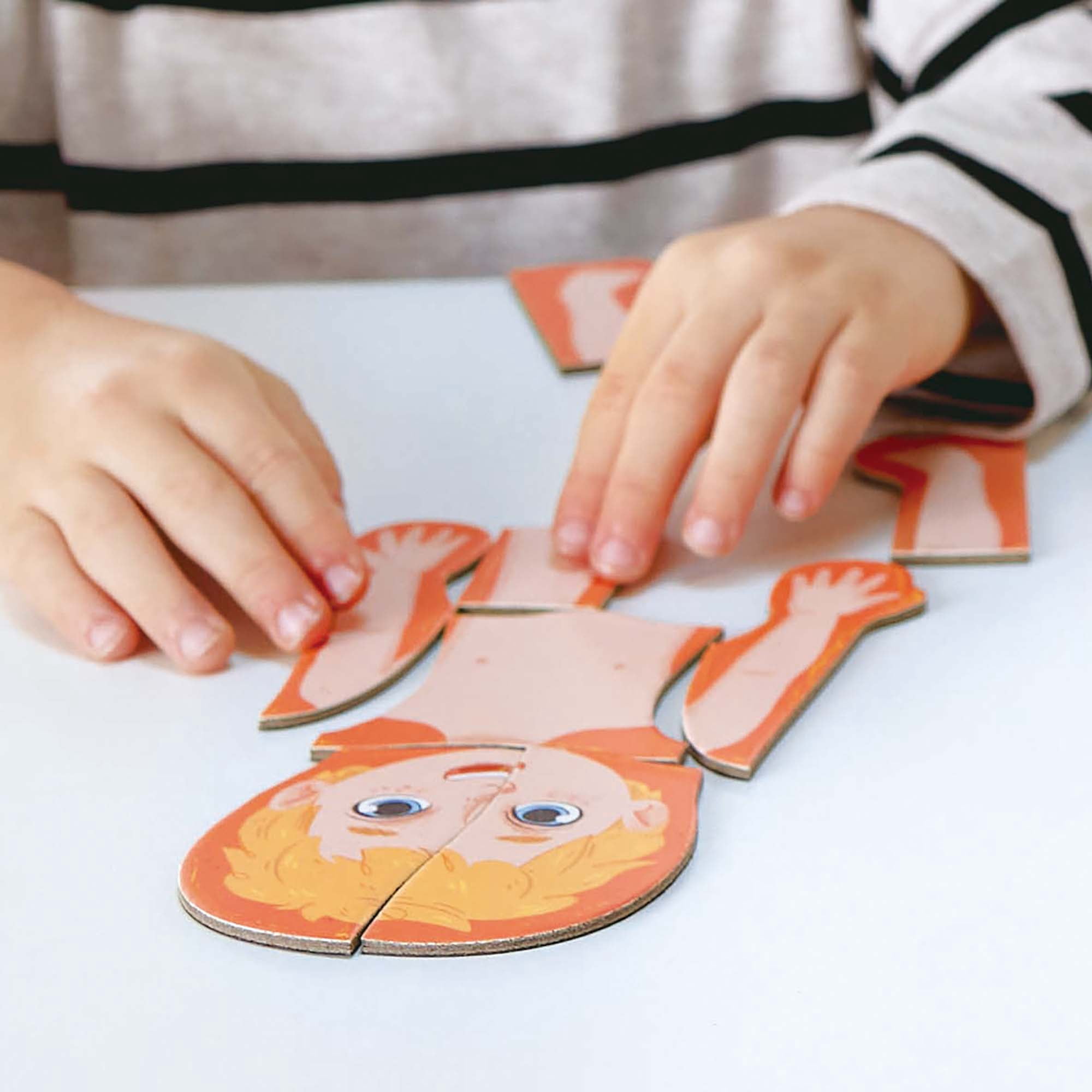 Hape: Human Body Magnetic Puzzle - 68pc - 6 Human Anatomy Cards, Colorful Magnet Jigsaw Pieces, Boy & Girl, Skeleton, Preschool Learning, Kids Ages 3+