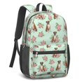 thumbnail image 2 of Boxer and Rose Green Pattern 17" Waterproof Oxford School Backpacks for Teens, S-Shape Padded Straps, for School, Travel, Hiking, Camping, 2 of 5