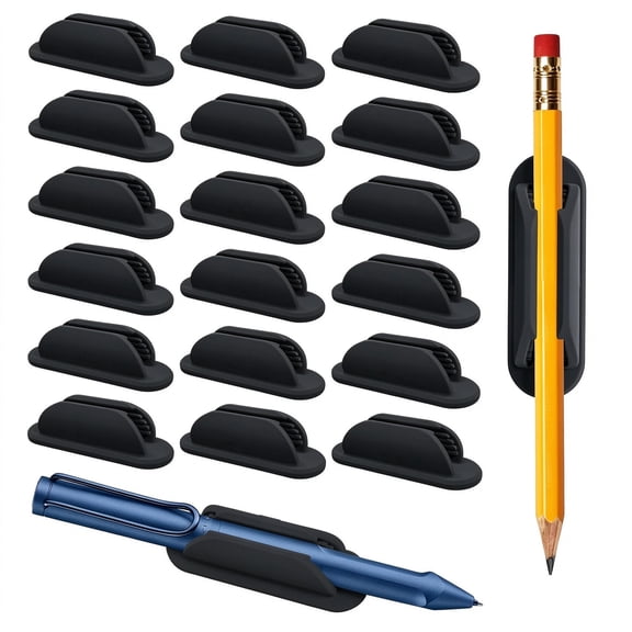 20 Pack Self-Adhesive Silicone Pencil Holders Flexible Sticky Pen Organizer with Strong Acrylic Adhesive Pads Space Saving Stationery Storage for Classroom Office Teacher Home Supplies